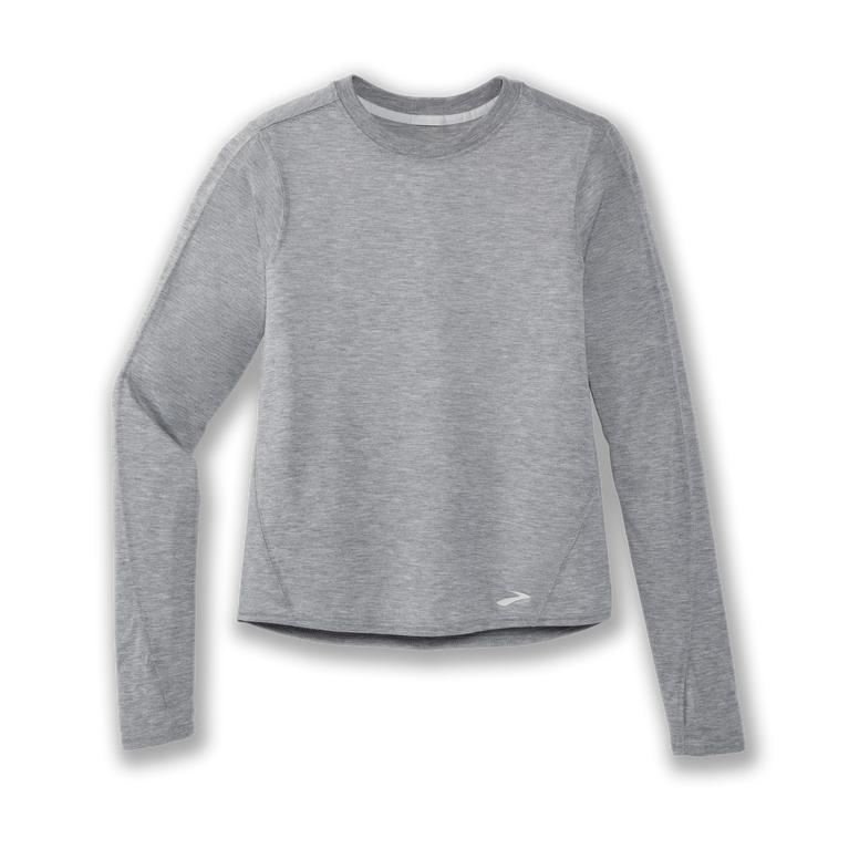 Brooks Distance Womens Long Sleeve Running Shirt - Heather Ash/Grey - Indonesia (THFD-12895)